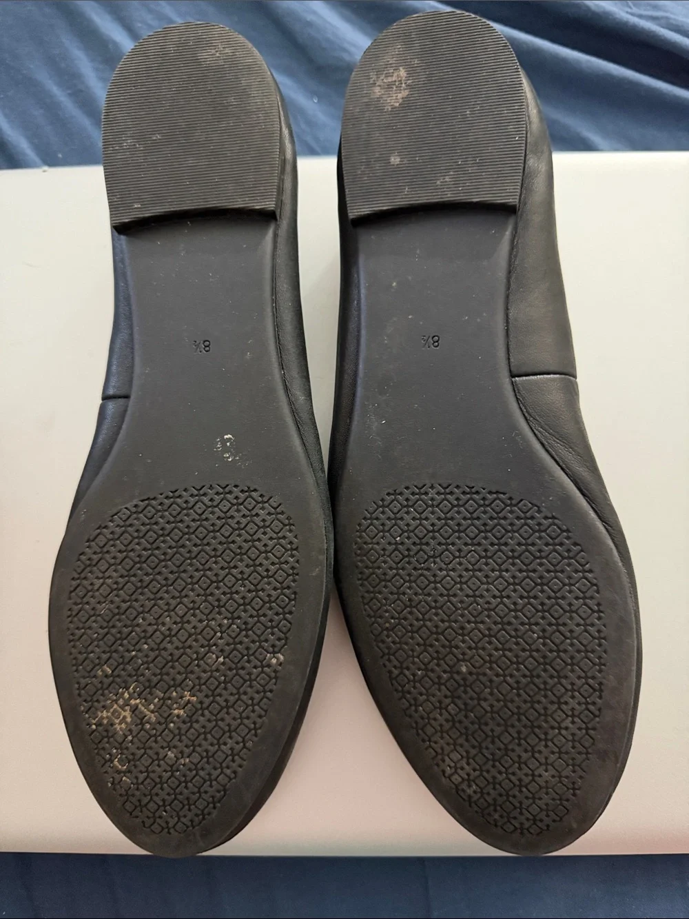 Tory Burch 8.5 Black Leather Logo Ballet Flats